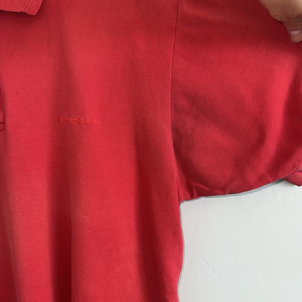 VINTAGE Porsche Polo Short Sleeve Shirt Red Embroidered Logo Mens L READ DESCRIP - Picture 9 of 11